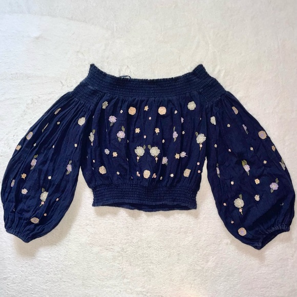 Free People Saachi Embroidered Off the Shoulder top size XS! - Picture 5 of 5
